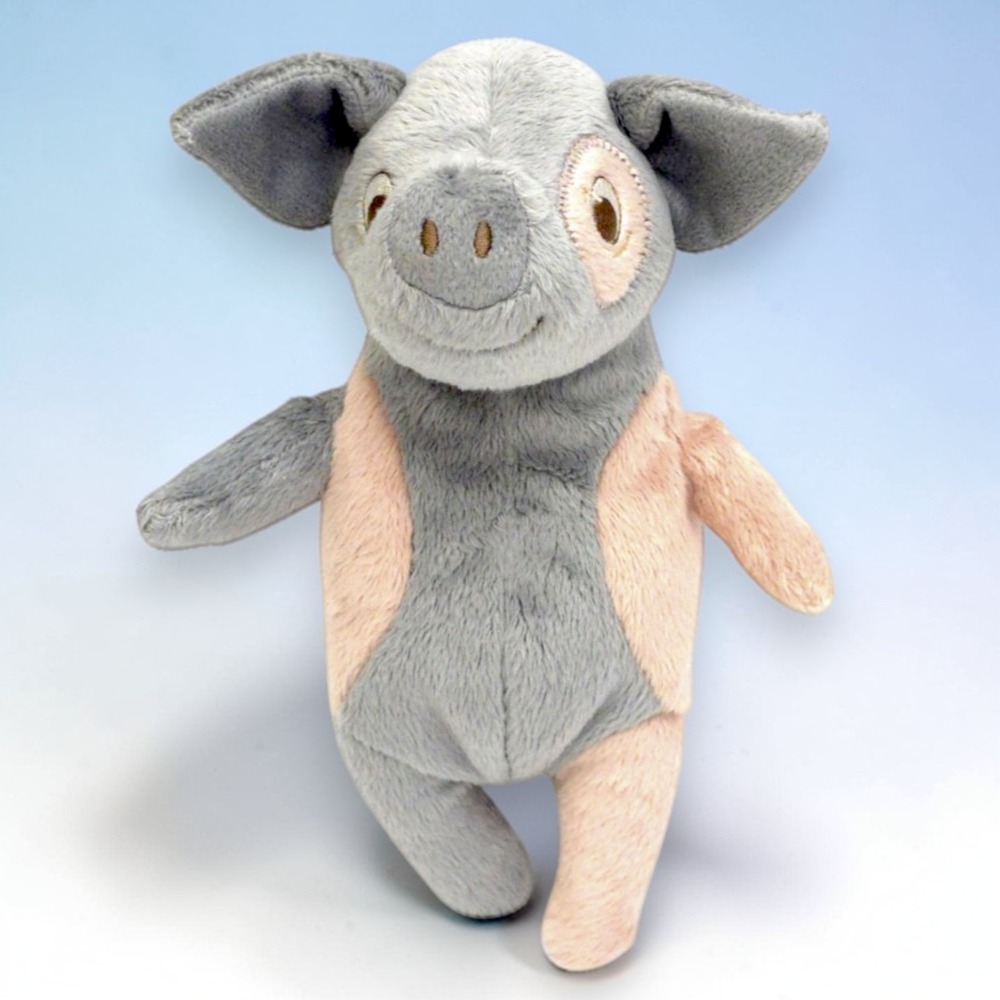 IKEA Piglet Plush Gray Pink Eye Patch Pig Stuffed Animal Toy 7"